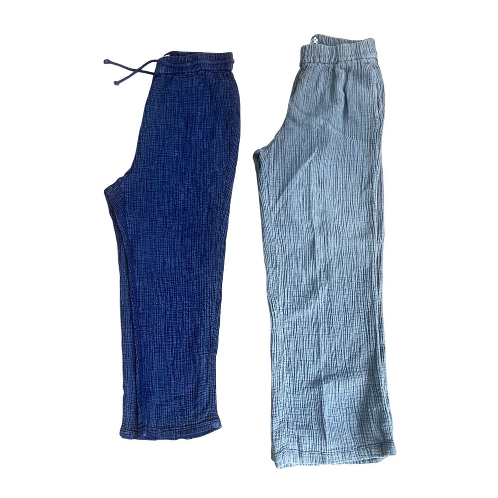 Wonderly gauze pants Set of 2 Grey Blue Women M #0326